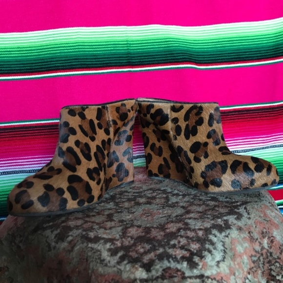 Joie Live It Up Leopard Wedge Mules Pony Hair Poin - Picture 8 of 8